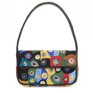 NWT AUTH STAUD Tommy Beaded Shoulder Bag - Millefiori Black